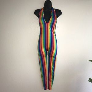 Stripped rainbow AmericanApparel jumpsuit/bodysuit